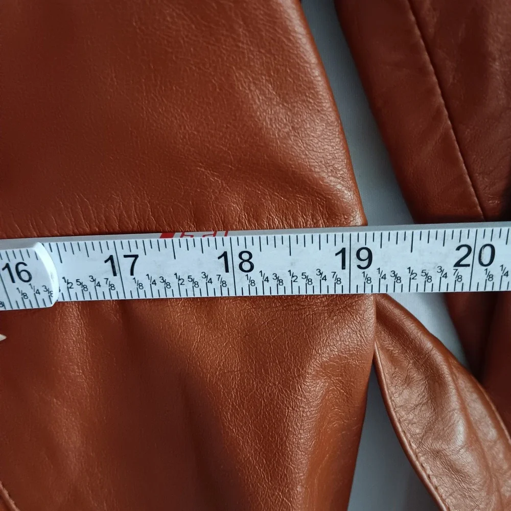 Miss Simone Leather Jacket Womens 18 *see descrip* Brown Belted Coat Vintage 70s
